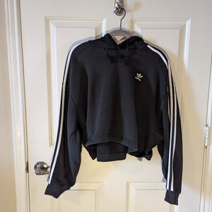 NWOT Adidas Originals Fleece 3-Stripes Cropped Hoodie